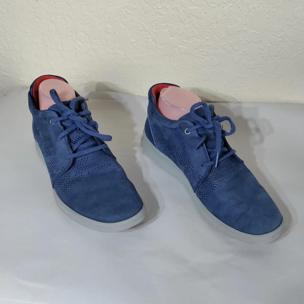 UGG Men's Larken Navy Suede Perforated Leather Lace-Up Sneakers‎